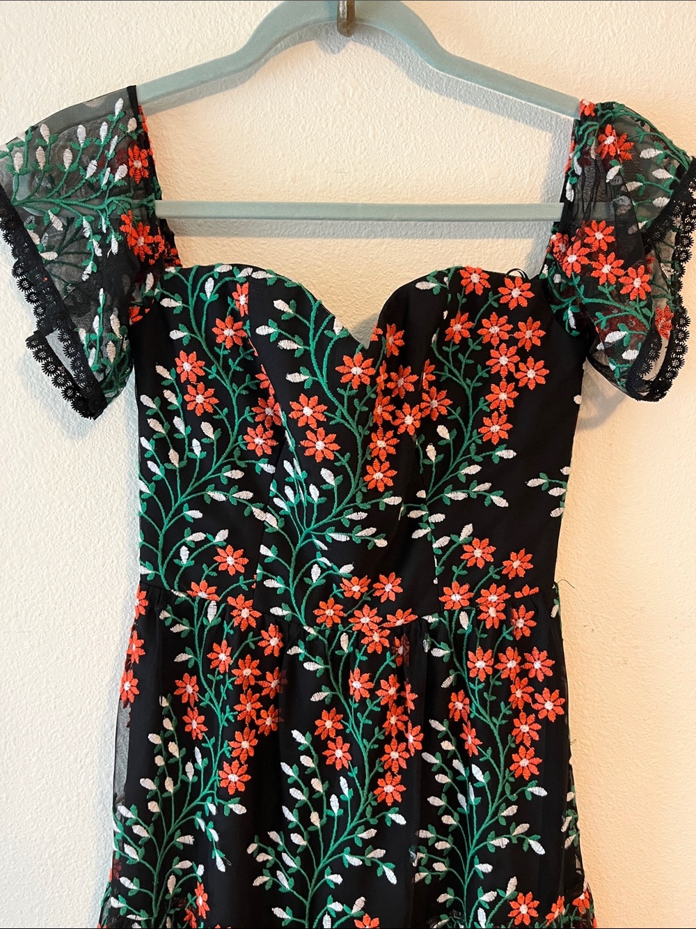 River Embroidered Off the Shoulder Midi Dress - Picture 3 of 11